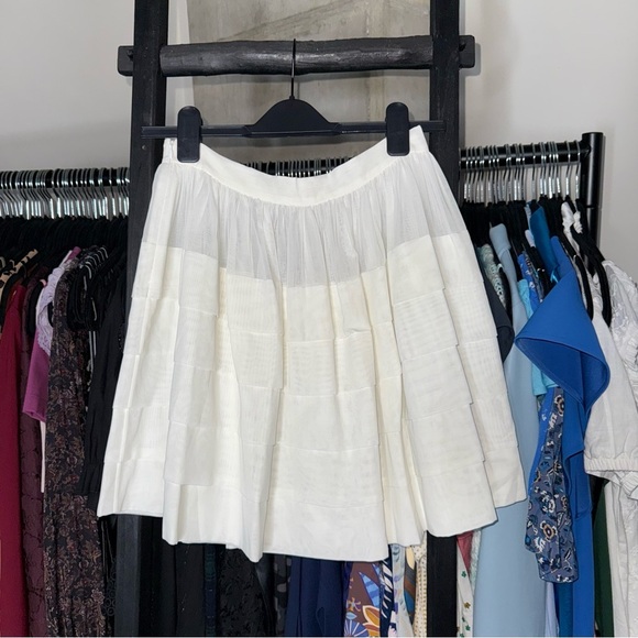 Michael Kors Collection Resort 2014 Optic White Pleated Tiered Mini Skirt - Picture 8 of 11
